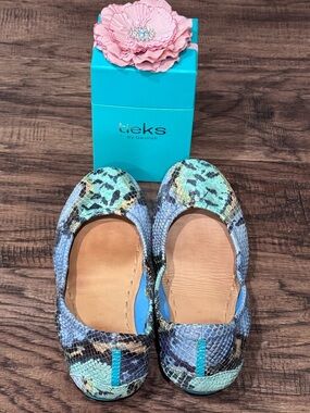 Tieks Azure Snake Size 8